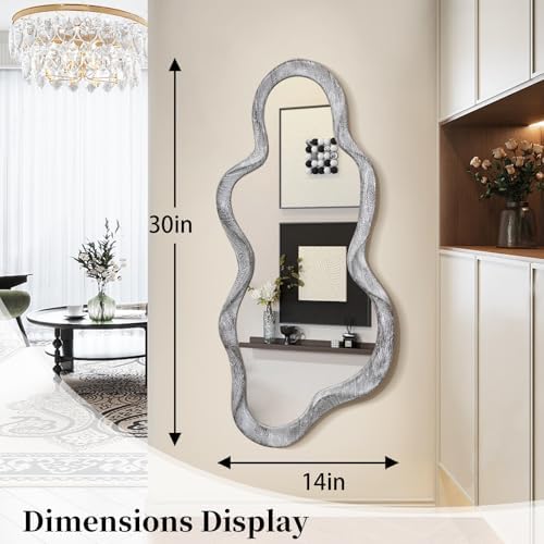 Irregular Wall Mirror Cloud Wavy Wood Frame Mirrors Asymmetrical Modern Mirror - Image 7