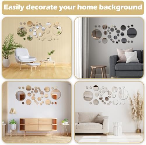 30 Pcs Round Mirror Tiles Self Adhesive, Mirror Wall Decals, Circular Glass - Image 6