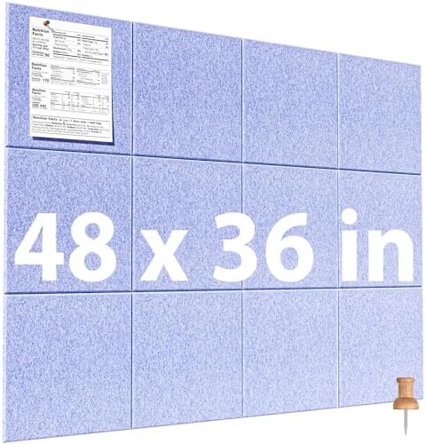 MaxGear Felt Bulletin Board 48" x 36", Light Blue Felt Wall Tile Wall Decor by MaxGear