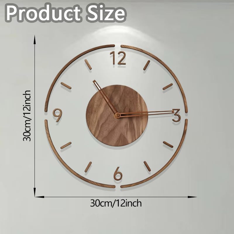 Modern Silent Wall Clock with 3D Numbers – Clear Acrylic & Walnut Wood Clocks - Image 2