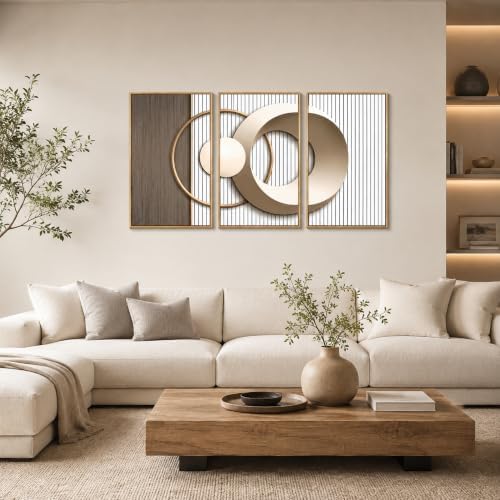 Gold and Beige Abstract Wall Art Modern Geometric Decor16inx24in Unframed - Image 2