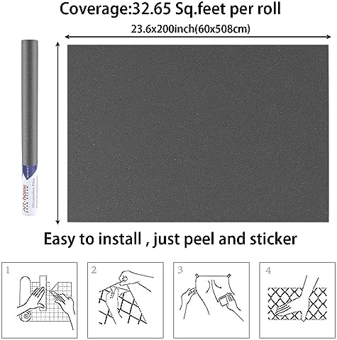 Arthome 23.6''x200'' Dark Grey Contact Paper, Self Adhesive Wallpaper - Image 7