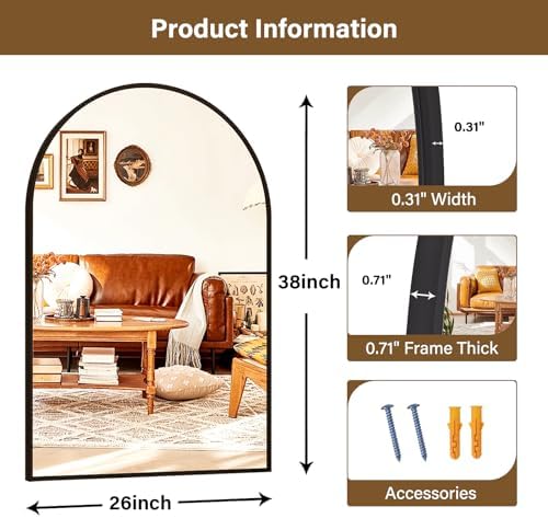 XRAMFY 26"x38" Arched Wall Mirror - Image 4