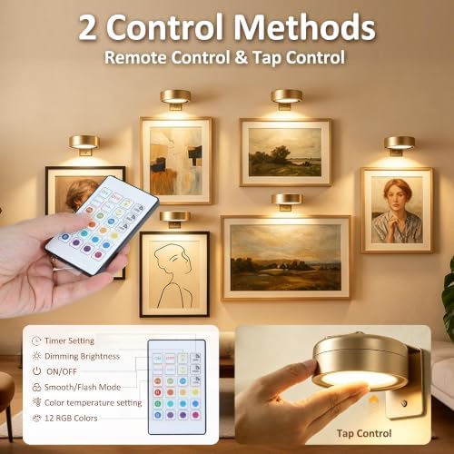 4 Pack Picture Lights for Wall, Rechargeable Magnetic Art Display Lights - Image 5