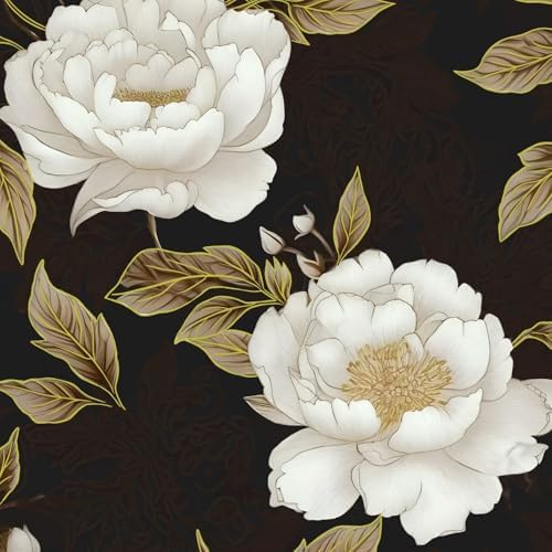 BOKEBEVE Leaf Wallpaper Peel and Stick Vintage Black Brown 17.5 x 118In by BOKEBEVE