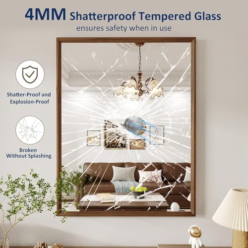 WEER Walnut Bathroom Vanity Mirror 28X36 Inch - Image 2