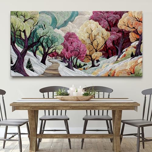TAIJXAGSG Boho Wall Art Prints Colorful Tree Picture Canvas Art Wall Decor - Image 2