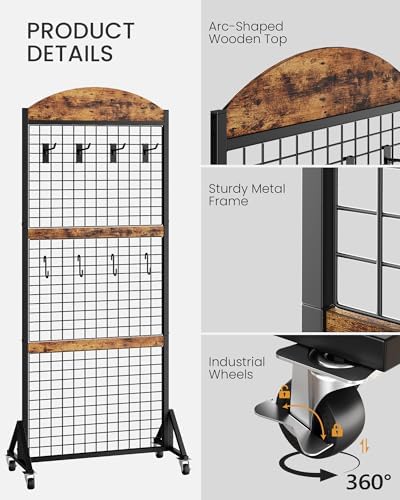 CHOEZON Grid Wall Panel 5.7' x 2' FT Grid Display Rack, 2 Pack Movable Gridwall - Image 4