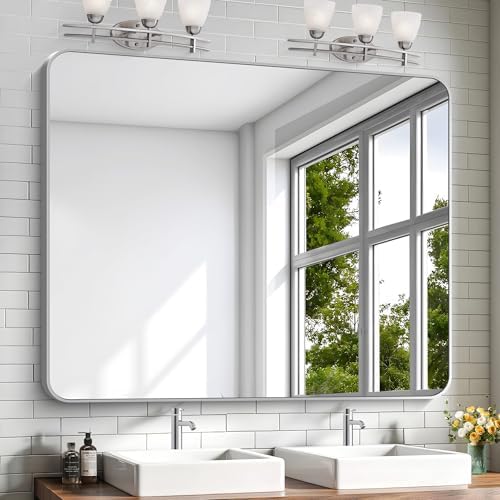 KOCUUY Silver Bathroom Mirror, 40x48 Inch Large Bathroom Mirror by KOCUUY