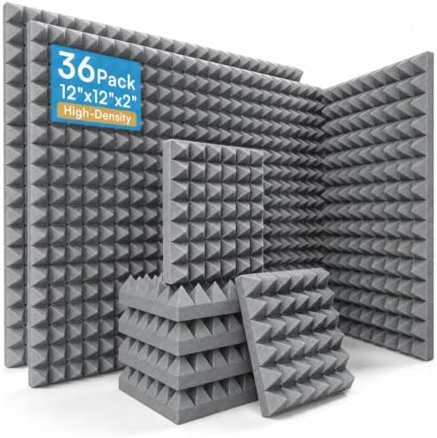 36 Pack Pyramid Acoustic Foam Panels by AUSLET