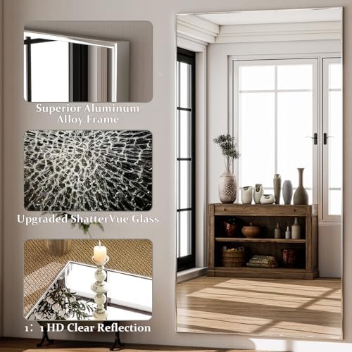 GLSLAND 76"x34" Full Length Mirror Extra Large Hanging or Leaning Rectangle - Image 3