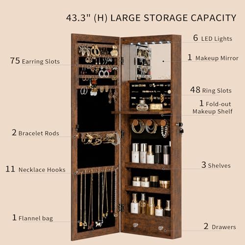 Over the Door Jewelry Organizer, Wall Mounted Jewelry Cabinet - Image 5