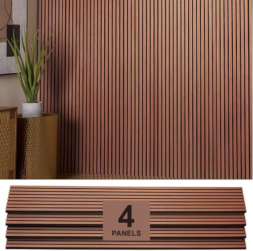 ZETY HOME Acoustic Wood Wall Panels, Slat 4-Pack, 94.5 in, Oak Cherry by ZETY+HOME