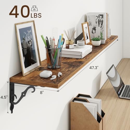 RICHFOCUS Floating Shelves for Wall Decor, 47.3W x 8D Shelves Set of 2 - Image 3