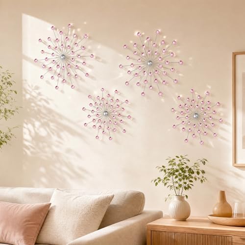 ZEXUIRU 4 Set Silver Starburst Wall Art - Image 2