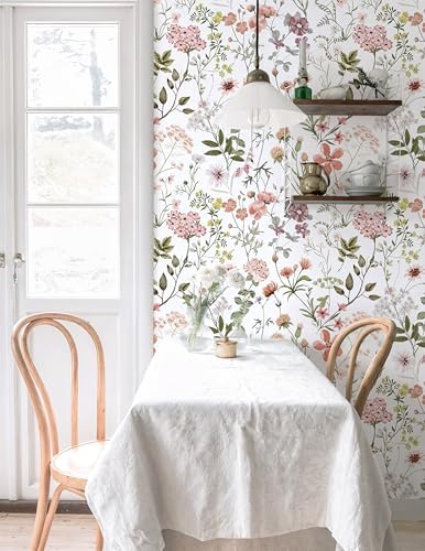 EeeComing Pink Floral Wildflowers Wallpaper Peel and Stick Removable Pink - Image 6