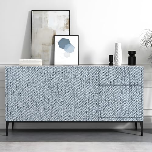 Peel and Stick Wall Paper Blue Textured Wall 15.7inch x 196.85inch Covering - Image 4
