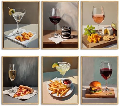Set of 6 Quirky Cocktail Poster Martini and Cheese Crackers Cocktail Posters by TransformYourWallsElevateYourStyle