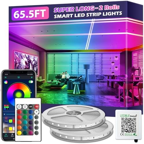 65.5FT Led Strip Lights, Long Smart Led Light Strips Music Sync 5050 RGB Color by LETIANPAI