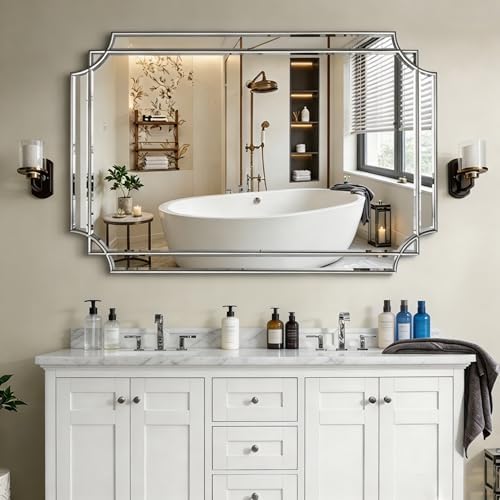 48"x31.6" Rectangle Beveled Mirror by ReflectPerfectionEveryDay