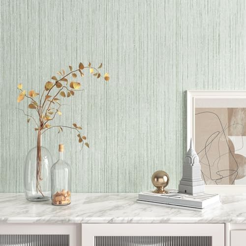 WESTICK Green Grasscloth Wallpaper Removable Textured Peel and Stick Wallpaper - Image 3