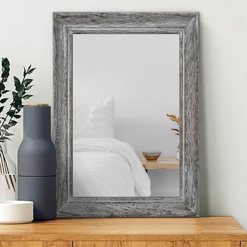 Wooden Mirror with Rectangle Framed Rustic Hanging Mirrors by Unknown