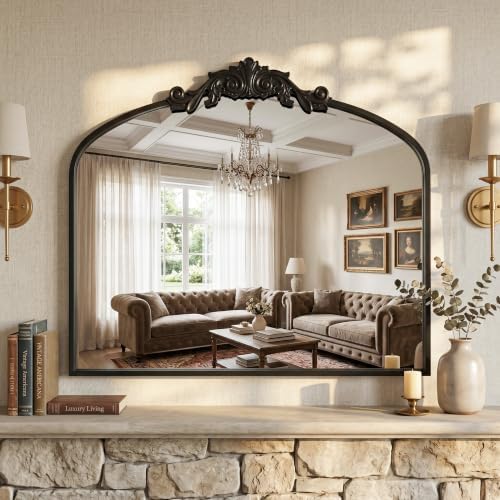Vintage Black Arched Wall Mirror by ladynow