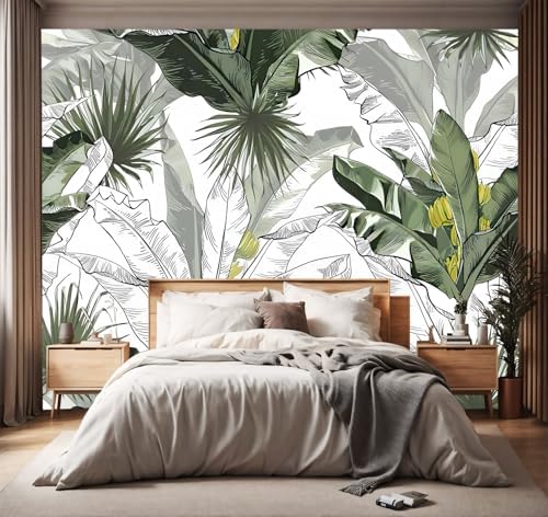 -Tropical Botanical Banana Leaf Large Backdrop Fabric Wallpaper Leaf Living by YIHWM-PurchaseNow