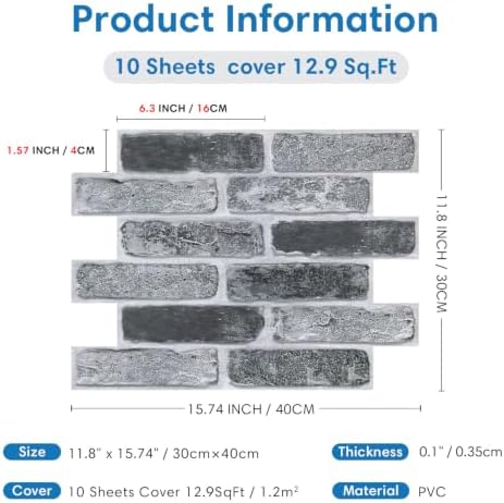 COMSTICKC 3D Peel and Stick Faux Brick Wall Panels - Image 5