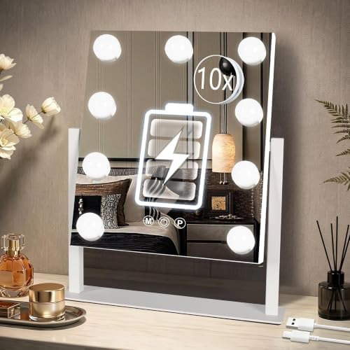 Ratsamee Rechargeable Vanity Mirror, 8000mAh 13"×15" Makeup Mirror by RATSAMEE