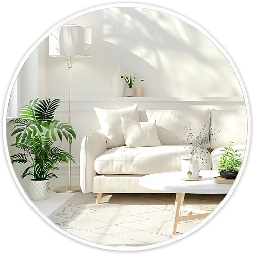 White Round Mirror 20 Inch, Wall Circle Mirror by Fabuday