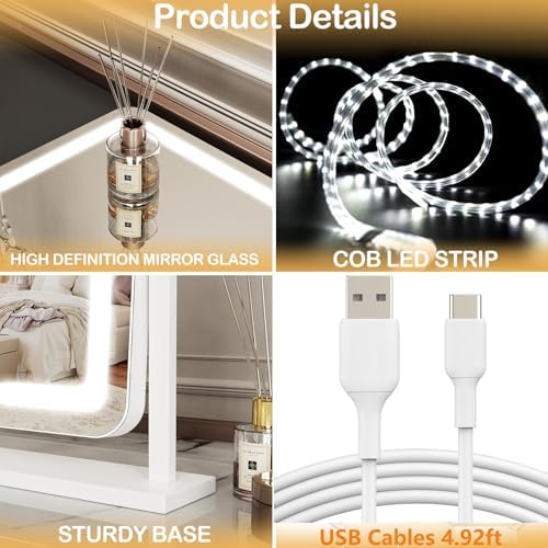 Gvnkvn Arched 15.2 in Lighted Makeup Mirror, 10X Magnifiers - Image 6