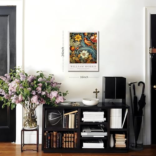 William Morris Canvas Wall Art Set of 3, Vintage Flower and Bird Animal Poster - Image 3