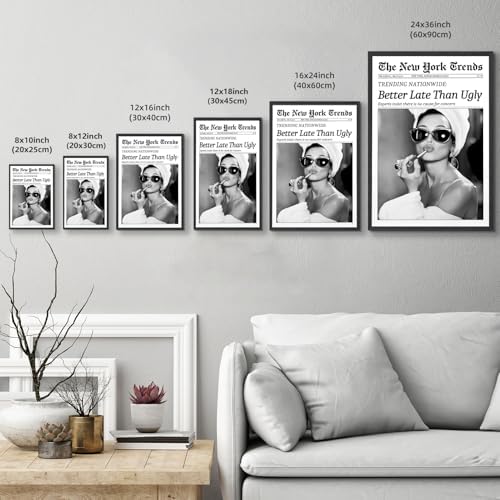 Framed Better Late Than Ugly Wall Decor Newspaper Audrey Hepburn Wall Art - Image 3