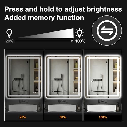 LED Bathroom Mirror with Lights, 30 x 36 Lighted Vanity Wall Mirror - Image 5