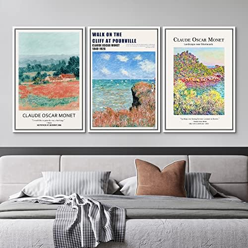 MUDECOR Framed Wall Art Print Set Walk on The Cliff at Pourville by Claude - Image 2