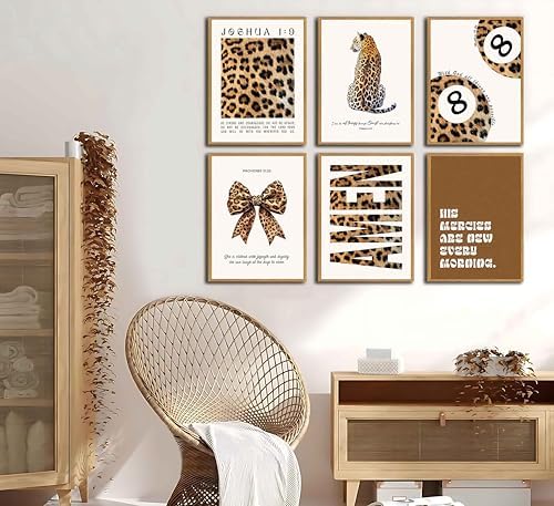 6Pcs Trendy Leopard Canvas Wall Art, Preppy Cheetah Wall Decor Posters Prints - Image 7