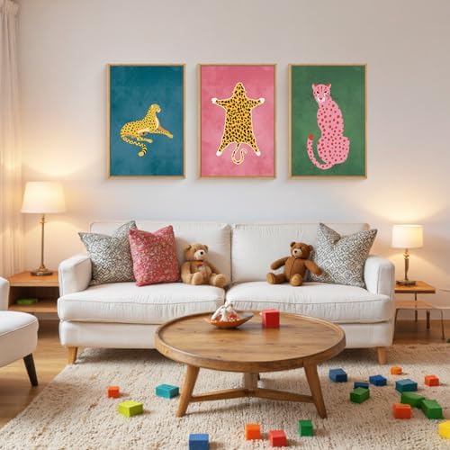 Large Boho Cheetah Animals Framed Canvas Wall Art Set -16"x24"x3 - Image 2