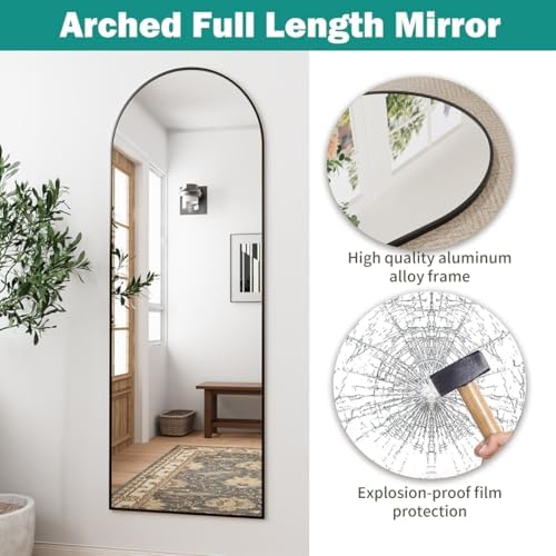 57"x20" Arched Full Length Mirror, Full Floor Mirror - Image 3