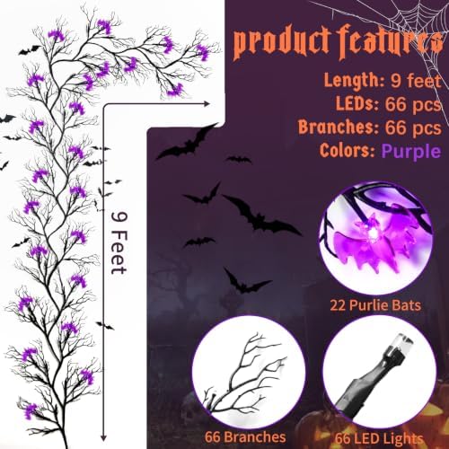 9 Ft Halloween Decor Vine with 45 LED Lights, Adjustable Shape - Image 6