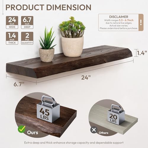 Marsmiles 24in Wood Floating Shelves - Image 3