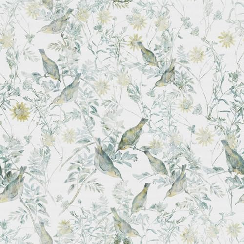 Peel and Stick Wallpaper White/Green Vintage Floral & Birds Self Adhesive by NEWARRIVALS