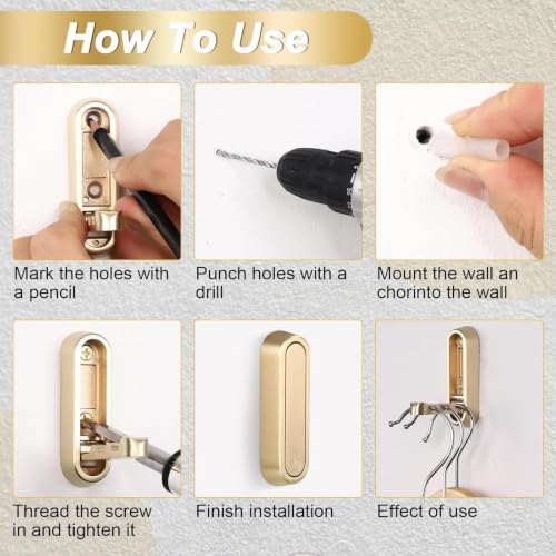 2 Pack Gold Foldable Wall Hooks - Image 6