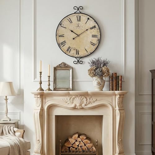 24 Inch Large Farmhouse Wall Clock, Wrought Iron Frame - Image 4