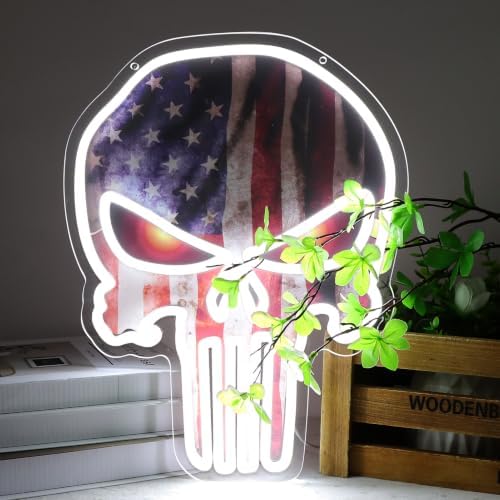 Punisher Skull Neon Signs for Wall Decor Neon Lights for Bedroom Led Business by JFLLamp