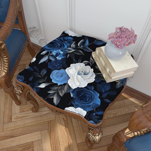 BOKEBEVE Dark Floral Wallpaper Peel and Stick Vintage Blue 17.5 x 393.5In - Image 5