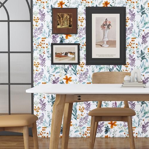 Laatse Vintage Blue Purple Wild Floral Botanical Wallpaper 17.5"x118" - Image 7