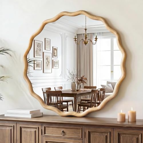 FICTOR Round Wood Wall Mirror by FICTOR