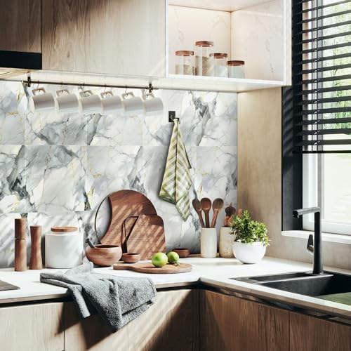 Vieshful 20pcs Peel and Stick Backsplash Tile，11.8"x11.8" Self Adhesive Marble - Image 2
