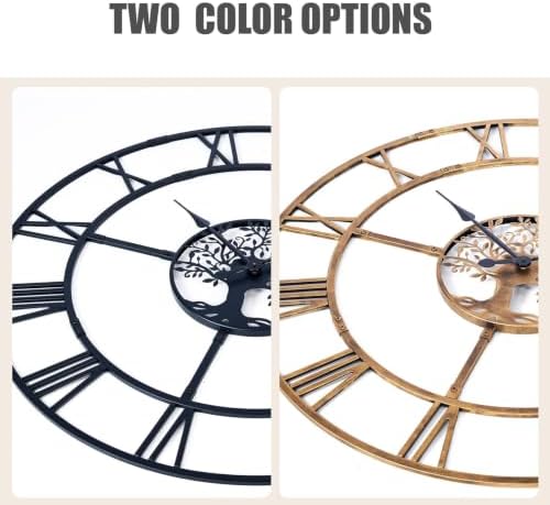 60in Large Silent Wall Clock, Easy Assembly Roman Numeral Black - Image 7